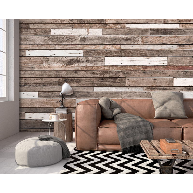 Brewster Home Fashions Wooden Planks 8' x 118" 6 Piece Wall Mural Set